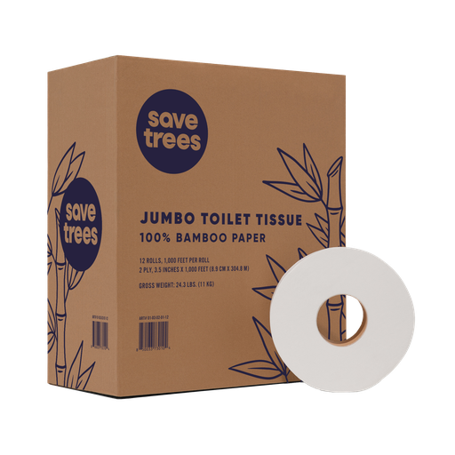[TP-JRT-12PK] Jumbo Toilet Paper Rolls - 1000', 12 rolls per case